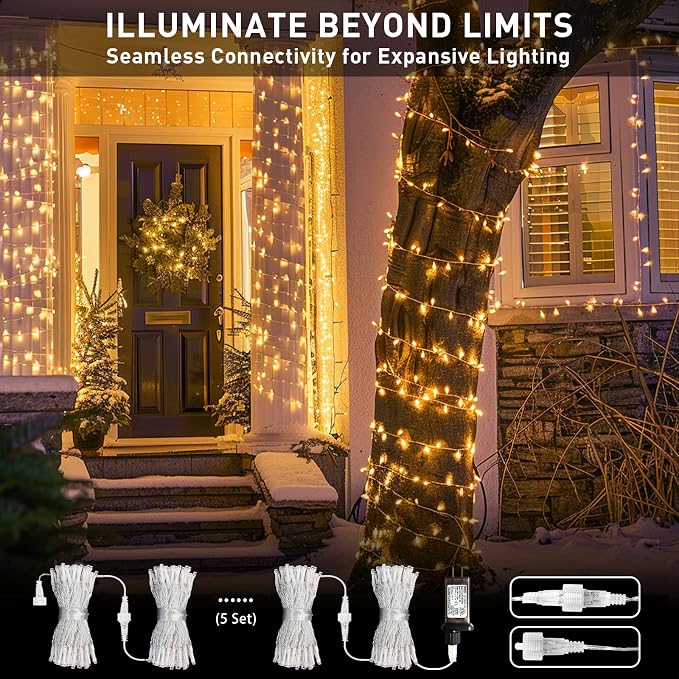 JMEXSUSS 150 LED String Lights for Bedroom, Classroom Lights Plug in | Connectable Warm White Christmas Lights Indoor , 59ft Twinkle Fairy Lights for Room Wedding Dorm Party Christmas Tree Decor