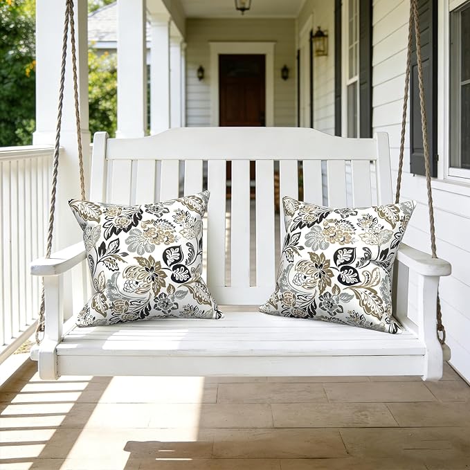 LVTXIII Outdoor Throw Pillows, Decorative Throw Pillows with Inserts, 20"x20" Square Pillows for Bed, Couch, Sofa and Patio Furniture, Set of 2, Dailey Tan