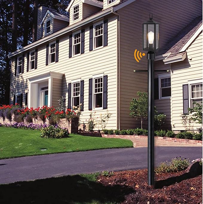 17 Inch Outdoor Lamp Post Light Dusk to Dawn Outside Lamp Posts Outdoor Lighting Exterior Gate Post Lights Photocell Pillar Lantern