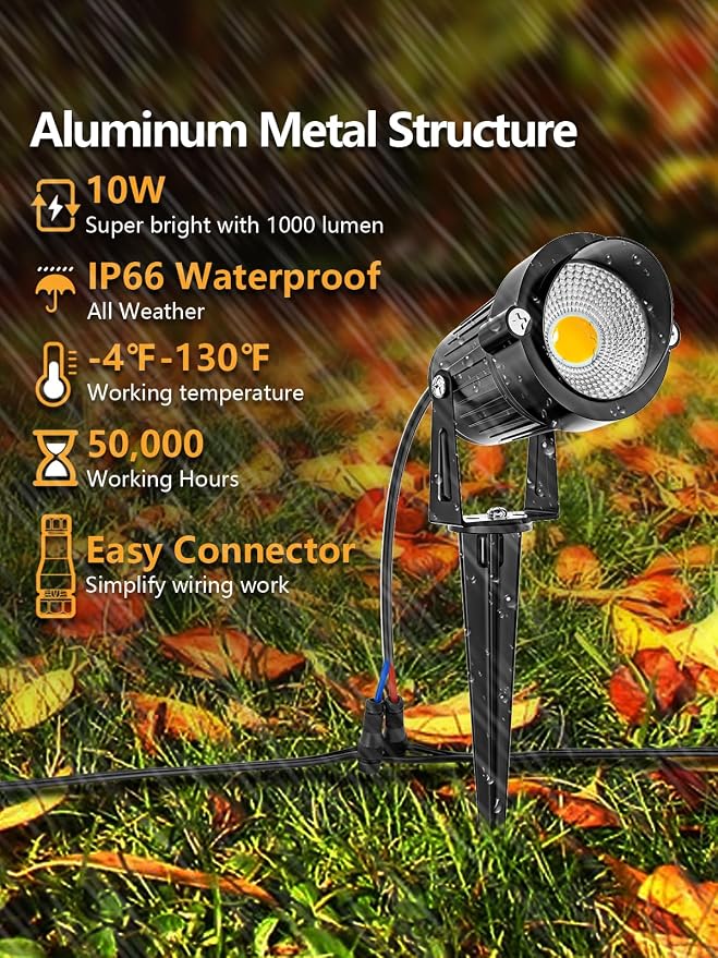 ZUCKEO LED Landscape Lighting Low Voltage Pathway Lights 12V 24V Landscape Light Kit, Outdoor Aluminum Landscape Spotlights Path Lights Waterproof for Garden Yard House Decoration(12Pack)