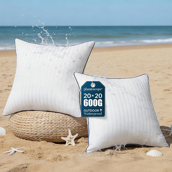 Phantoscope 20x20 Outdoor Pillow Inserts Outdoor Pillows Waterproof Striped