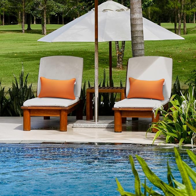 JMGBird Outdoor Lumbar Pillow 12x20 Outdoor Pillow Insert Included | Orange Outdoor Pillows Waterproof Outdoor Throw Pillows for Patio Furniture