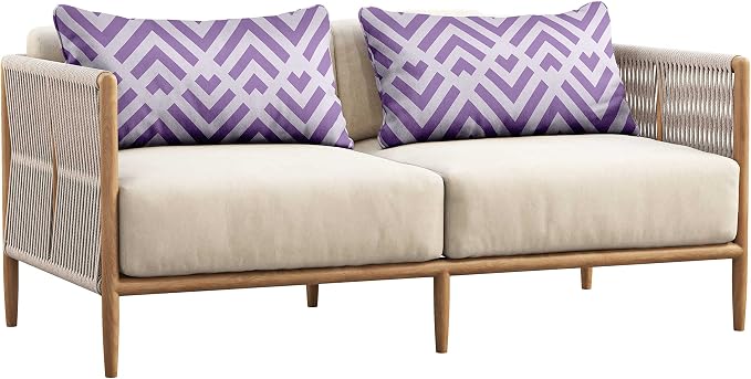 Indoor/Outdoor Polyester Fabric Lumbar Pillow Cover, All-Weather Waterproof Rectangular Cushion Case for Patio Furniture, 12 x 24 Set of 2 - Abstracts-85