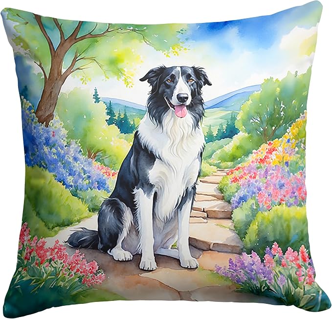 Caroline's Treasures Borzoi Spring Path Throw Pillow Machine Washable, Indoor Outdoor Decorative Pillow for Couch, Bed or Patio, 18Hx18W