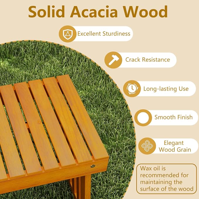 RELAX4LIFE Folding Outdoor Side Table - Acacia Wood Portable Patio End Table w/Slatted Tabletop, Outside Wooden Coffee Table for Backyard Balcony Porch Poolside Garden, Foldable Small Patio Table (2)