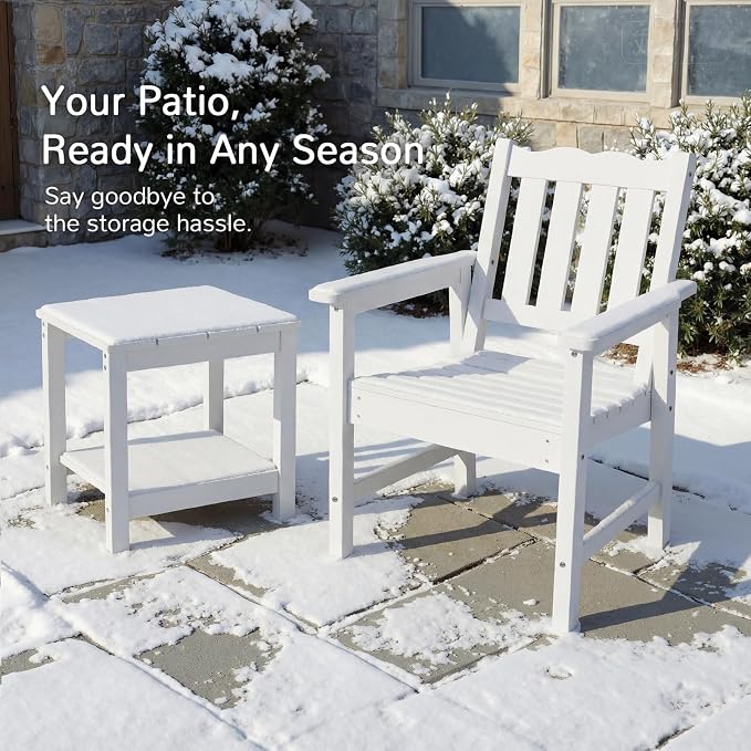 Stoog Oversized Patio Chair, All-Weather Outdoor Chairs with Curved Backrest, 400 lbs Support Patio Dining Chair, for Backyard, Garden, Porch, Deck and Balcony, White