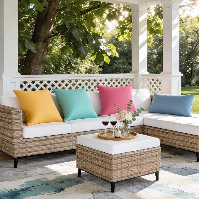 Outdoor Pillow Covers Waterproof Cushion Covers Patio Pillows Case 2 Pack | 18x18inch, Solid, Seamless, Hidden Zipper,Pecet for Porch Decoration,Patio Furniture,Outdoor Couch, Balcony,Garden Bench