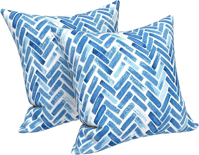 LVTXIII Outdoor Throw Pillows, Decorative Throw Pillows with Inserts, 20"x20" Square Pillows for Bed, Couch, Sofa and Patio Furniture, Set of 2, Blue Bricks