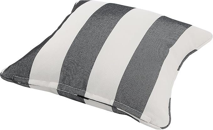 Outdoor Throw Pillow Covers 18x18 Inch, Set of 2, Cover Only! Waterproof Fade Resistant Decorative Cushion Sham Pillow Cases for Patio Furniture Chair Couch Sofa - Black Ivory Striped