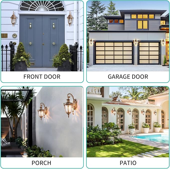16.93” Outdoor Wall Light Fixture Bronze Exterior Wall Lantern | Outside Waterproof Sconce Rustic Porch Light Wall Mount with Hammered Glass Shade for House