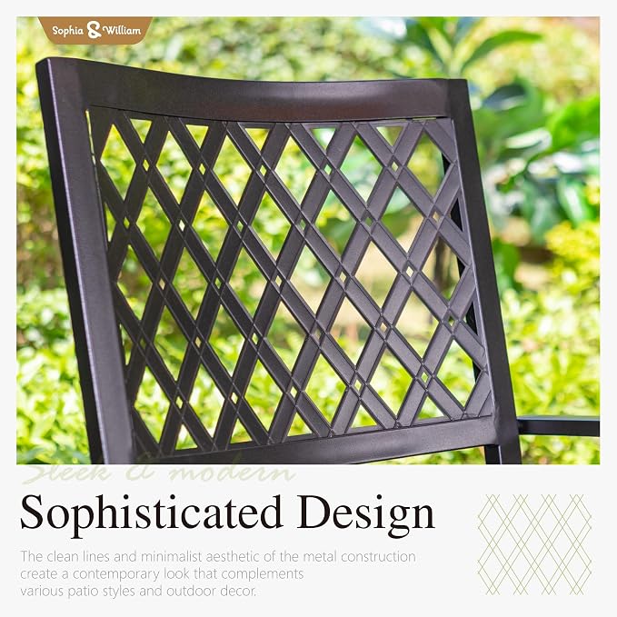 Sophia & William Patio Table and Chairs Set, Outdoor Dining Set for 8, 9 Piece Metal Patio Furniture, 99" Expandable Rectangular Table with Wood-Like Tabletop(Diamond)