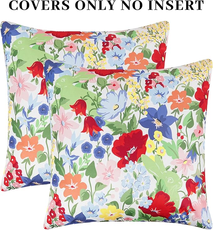 Adabana Outdoor Waterproof Floral Pillow Covers 18x18 Inch | Colorful Outdoor Pillow Covers Summer Decirative for Patio Furniture Porch Garden Pillows