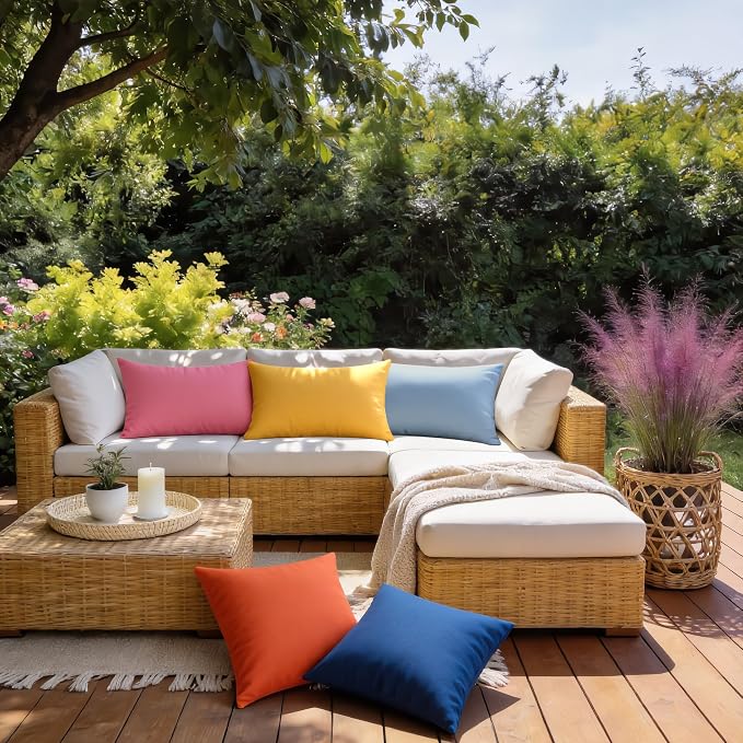 Outdoor Pillow Covers Waterproof Cushion Covers Patio Pillows Case 2 Pack | 20x12inch, Solid, Seamless, Hidden Zipper,Pecet for Porch Decoration,Patio Furniture,Outdoor Couch, Balcony,Garden Bench