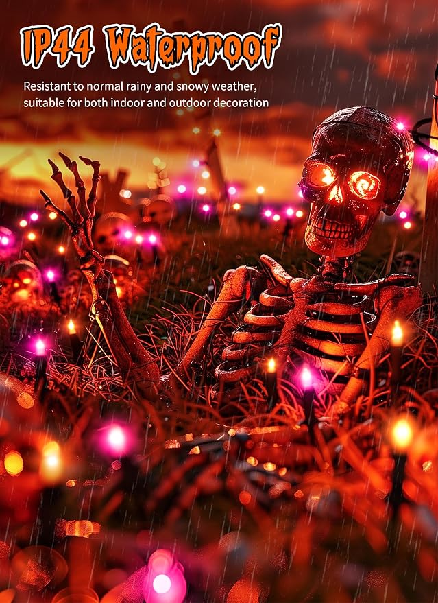 Orange & Purple Halloween Mini Lights,50 Count 10 Feet Mini String Lights | Incandescent Bulb Connectable Halloween Lights for Haunted House Ghost Party Holiday Window Indoor Outdoor Decoration,