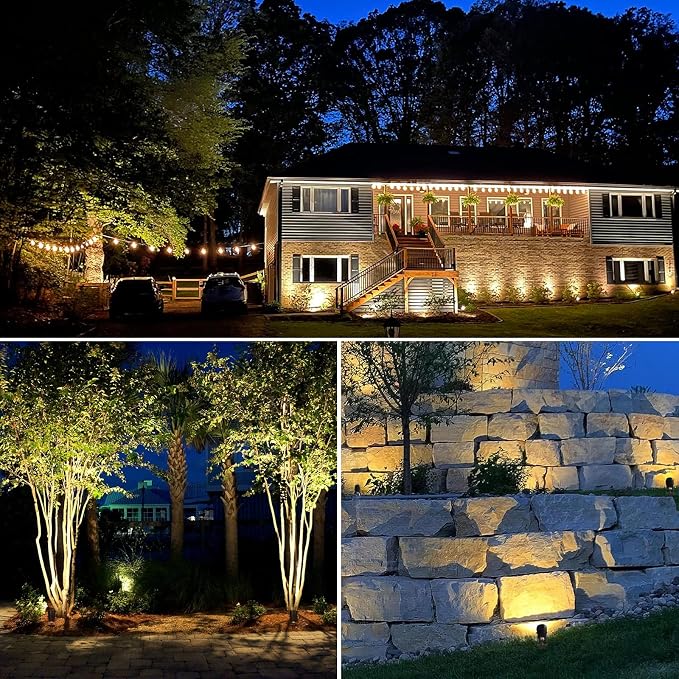 SUNVIE All-in-One Low Voltage Landscape Lighting Kit, Dusk to Dawn, 8 PCS | 3000K LED Low Voltage Landscape Lights, IP65 Waterproof, 3W Aluminum Landscape Spotlights for Yard Garden Tree House
