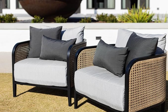 RSH DECOR Square Throw Pillows Set of 2, 20" x 20", Outdoor Pillows Waterproof, Patio Furniture Pillow, Decorative Outdoor Throw Pillow, Spun Polyester, Charcoal Graphite Grey (Gray), Made in USA