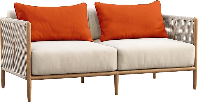 Indoor/Outdoor Polyester Fabric Lumbar Pillow Cover, All-Weather Waterproof Rectangular Cushion Case for Patio Furniture, 12 x 20 Set of 2 -Orange