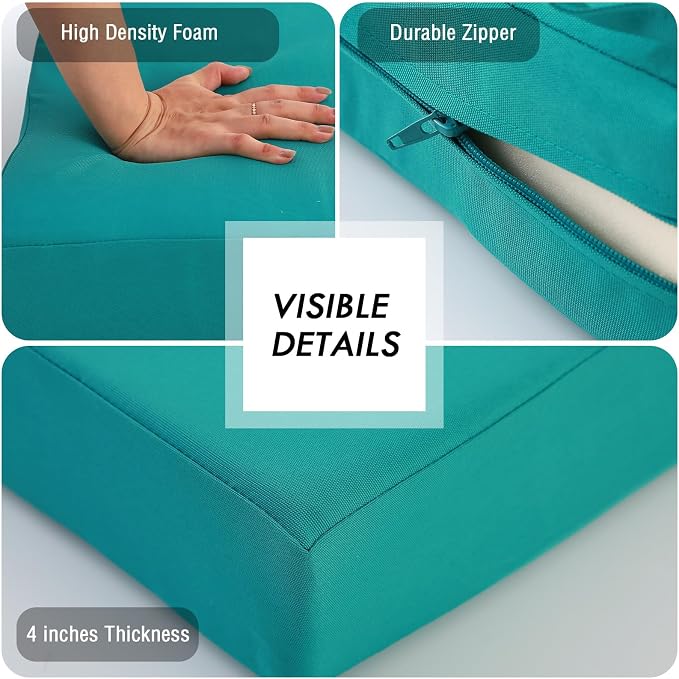 Outdoor Loveseat Cushions for Patio Furniture, Waterproof Cushion | Couch Hampton Bay Deep Seat Cushion Replacement Set 46" x 26", Patio Love Seat Sofa Cushions for Porch Garden Chair, Blue