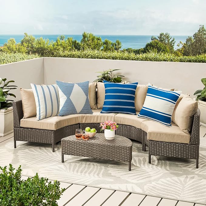 OTOSTAR Waterproof Outdoor Pillow Covers 18x18 Inch Modern Geometry Decorative Throw Pillow Cases Square Cushion Case Pack of 4 Garden Throw Pillow Covers for Patio Furniture Couch Tent (Navy Blue)