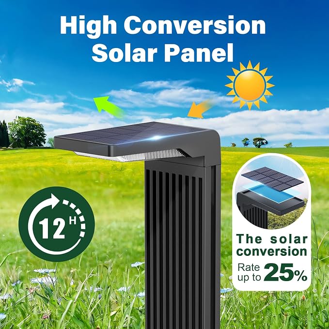 COXSENI Solar Pathway Lights Outdoor Warm/Cool White, 4Pack | 60LED, L Shape, IP65 Waterproof, Solar Powered Landscape Lights Outside for Path Driveway Lawn Patio Garden Yard