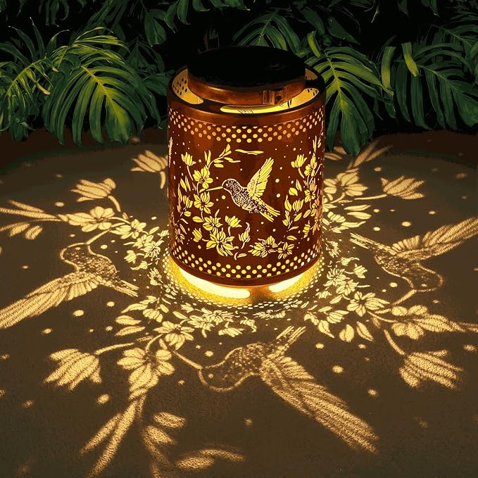 Hummingbird Solar Lanterns Garden Decor Birthday Gifts for Women Mon Grandma Metal Hanging Solar Lights Waterproof Outdoor Decoration for Outside LED Lanterns for Yard Patio Lawn Pathway Landscape | Metal Hanging Solar Lights Waterproof Outdoor Decorat...