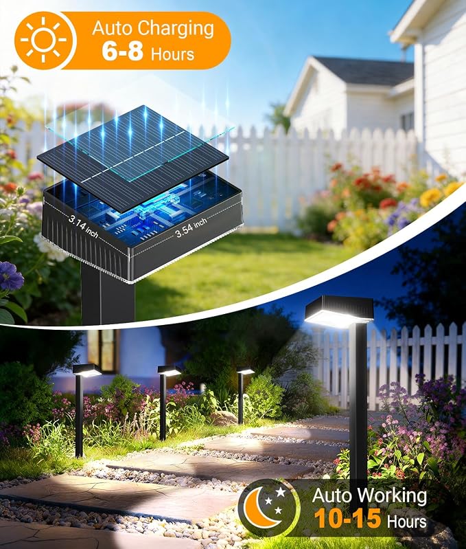 ELECLINK Solar Pathway Lights Outdoor, 4 Pack Garden Lights Solar Powered Path Lights with Larger LED Lens, 2 Light Modes Waterproof Outdoor Solar Light for Yard Driveway Walkway Landscape, Cool White