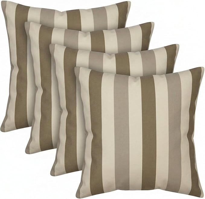 RSH DECOR Square Throw Pillows Set of 4, 17" x 17", Outdoor Pillows Waterproof, Outdoor Pillow Covers, Pillow Covers for Couch, Portico Sparrow, Made in USA