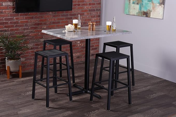 Holland Bar Stool 30" x 30" Black Steel, Indoor/Outdoor All-Season EnduroTop Table Top