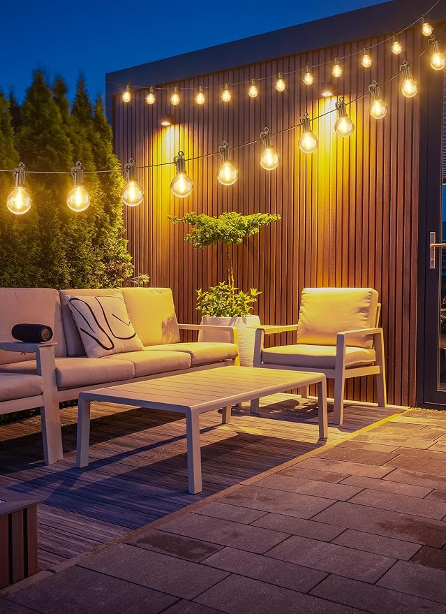 Brightown Outdoor String Lights, 69FT G40 LED IP65 Waterproof Patio Lights | 30 Shatterproof Edison Bulbs, Plug-In, Dimmable, Connectable, Hanging Light for Backyard Porch Party Christmas Decorative