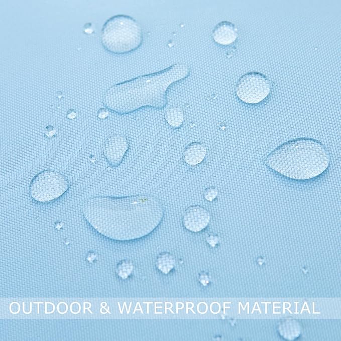 LIGICKY Light Blue Outdoor Waterproof Pillow Covers 18x18 Inch Pack of 2 Decorative Square Solid Color Pillows with Wide Edge Cushion Cover for Patio Tent Garden Couch Balcony