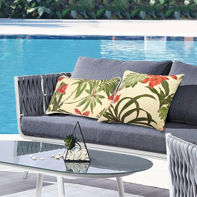 Outdoor Throw Pillows Decorative Pillows with Insert Included | 18x18 Outdoor Pillows Set of 2 Decorative Pillows Yellow Outdoor Pillows for Patio Furniture