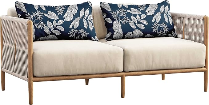 Indoor/Outdoor Polyester Fabric Lumbar Pillow Cover, All-Weather Waterproof Rectangular Cushion Case for Patio Furniture, 12 x 18 Set of 2 - Leaves-20
