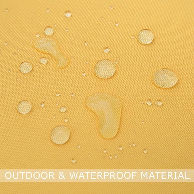 LIGICKY Yellow Outdoor Waterproof Pillow Covers 18x18 Inch Pack of 2 Decorative Square Solid Color Pillows with Wide Edge Cushion Cover for Patio Tent Garden Couch Balcony