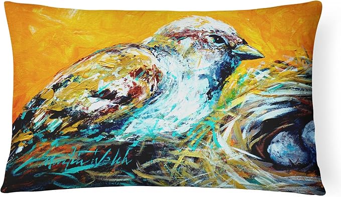 Caroline's Treasures MW1158PW1216 Look at The Birdie Canvas Fabric Decorative Pillow Machine Washable, Indoor Outdoor Decorative Pillow for Couch, Bed or Patio, 12HX16W