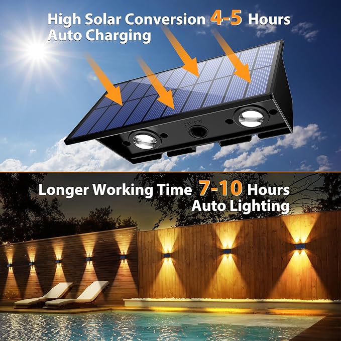 12PACK Solar Wall Lights Outdoor,Warm White 2 Lighting Modes Up & Down Solar Sconce Lights Dusk to Dawn Lighting IP65 Waterproof Solars Lights Outdoor for Exterior Front Porch Garage Fence Patio Yard