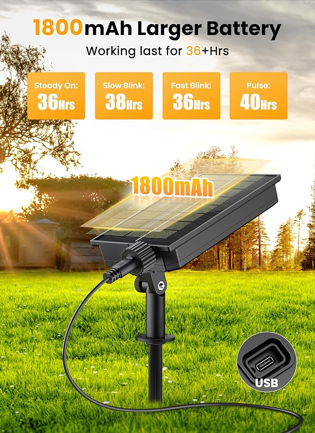 Brightown 38FT 16LED Solar String Lights Outdoor with Remote & USB Port | Shatterproof Bulbs, Dimmable & Timable, 3 Modes, Solar Patio Lights with a Mount Clip for Camping Backyard Garden Decor