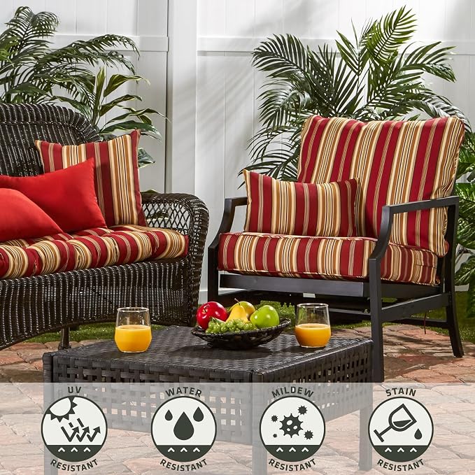 Greendale Home Fashions 2-Pack Outdoor 19x12 inch Rectangle Decorative Throw Pillow, Tuscan Stripe