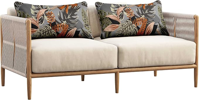 Indoor/Outdoor Polyester Fabric Lumbar Pillow Cover, All-Weather Waterproof Rectangular Cushion Case for Patio Furniture, 12 x 20 Set of 2 - Tropical-24