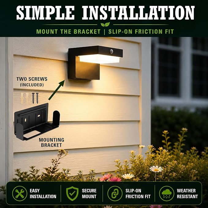 Solar Powered Wall Lamps, 55 Hour Life, Motion Sensor, 2 Modes, 2pk