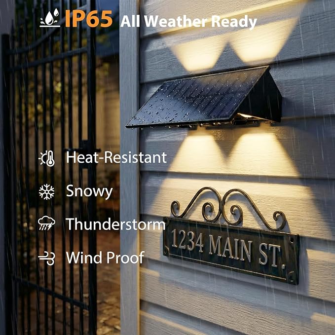 16PACK Solar Sconce Lights Outdoor,8 Lighting Modes Up and Down Solar Wall Lights Dusk to Dawn Lighting IP65 Waterproof Solar Lights Outdoor for House Exterior Front Porch Garage Fence Patio Yard
