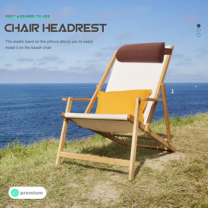 Yardwe Beach Chair Headrest Pillow Soft and Cozy Head Cushion for Folding Patio Chairs Easy to Install and Clean