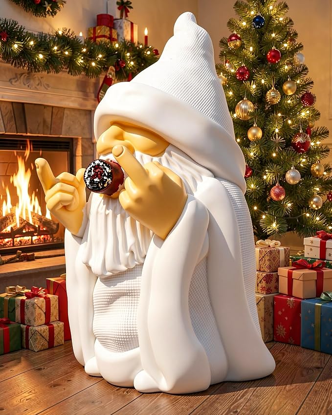 Leverse Middle Finger Decor Statue, 5.9in Smoking Wizard Dwarf- Funny Garden Gnomes Outdoor Decorations for Lawn Patio Yard Home Decor Easter Halloween