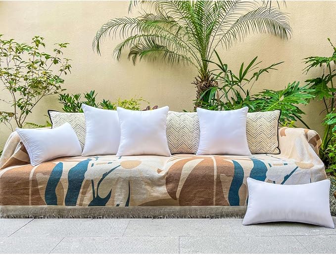 20x20 Waterproof Outdoor Square Pillow Inserts, 4 Pack | Hypoallergenic & machine washable. Soft yet supportive, stays plump. Waterproof protection for patio, sofa, bed, garden.