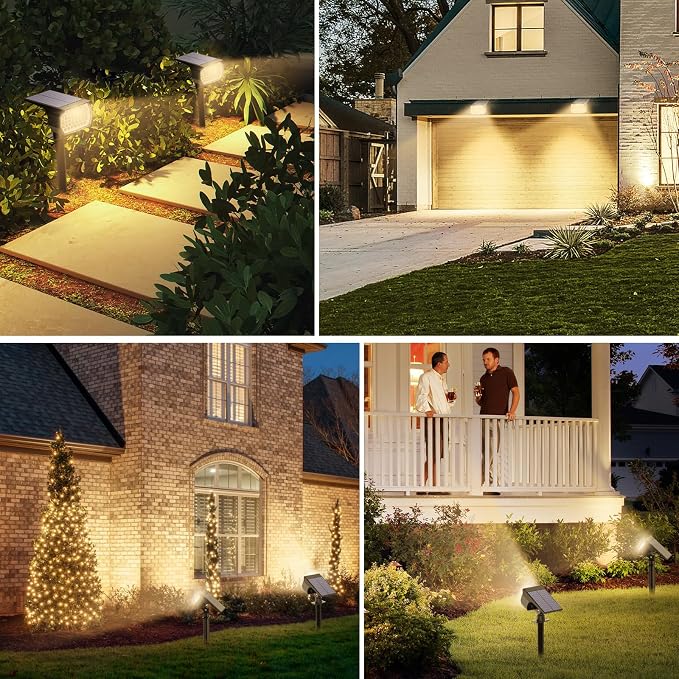 Tadyreal Solar Spot Lights Outdoor 6 Pack, [46 LED/3 Modes] Solar Landscape Spotlights Waterproof, 2-in-1 Auto On/Off Solar Powered Lights for Outside Yard Garden Wall Pathway(Warm White)