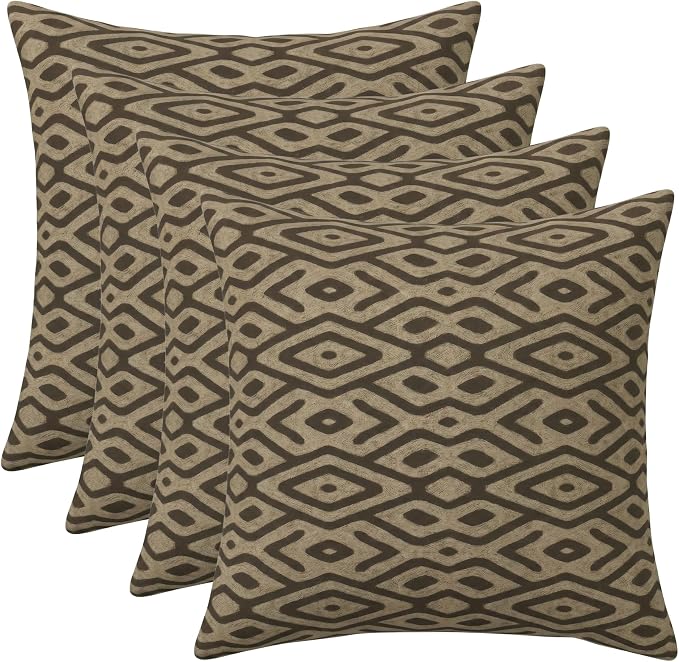 RSH DECOR: Square Throw Pillows Set of 4 | 24" x 24" | Water and Fade-Resistant Performance Fabric | Outdoor Pillow Covers with Down-Alternative Inserts | Made in USA (Madura Mink)