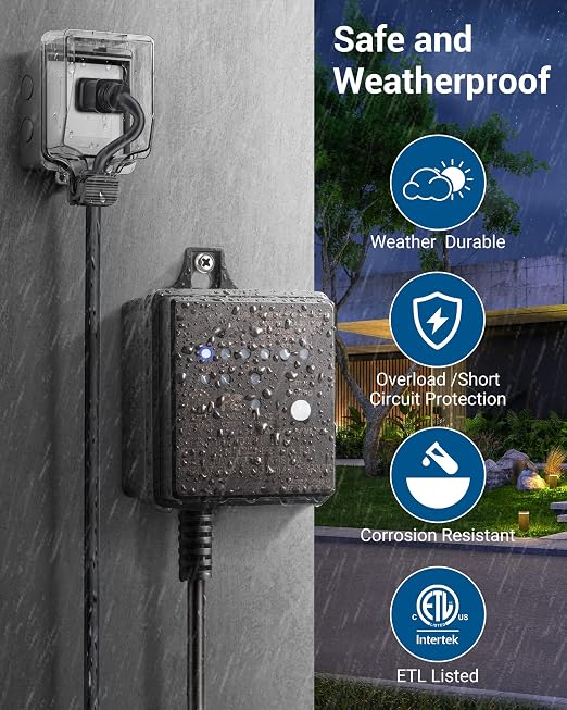 DEWENWILS 30W Low Voltage Transformer with Timer and Photocell Light Sensor | 120V AV to 12V DC, Weatherproof Landscape Lighting Transformer for Spotlights, Garden Lights, Steplight, ETL Listed