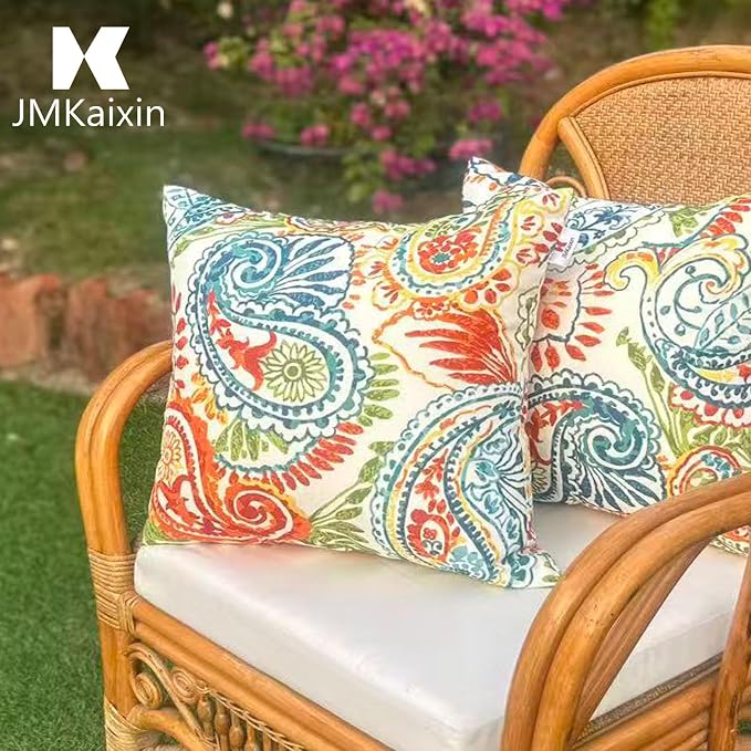 Outdoor Pillows Waterproof 18×18 Inch Decorative Throw Pillows with Inserts | Set of 2 Fade Resistant Patio Pillows for Porch Garden Couch and Patio Furniture