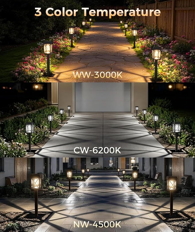 XMCOSY+ 12 Pack Solar Pathway Lights, 50LM Garden Lights Solar Powered | Long lasting, outdoor solar lights for yard, backyard, driveway, walkway, landscape, path, dusk to dawn (warm/cool white)