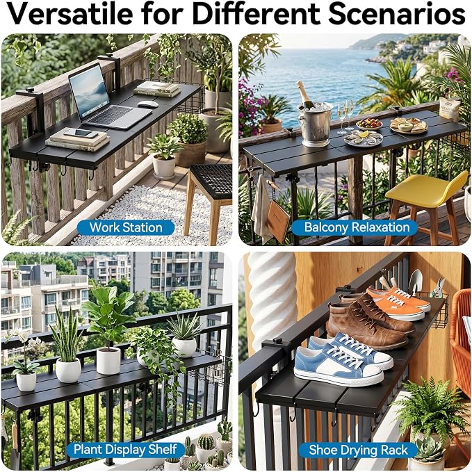 Pool Bar for Above Ground Pools, 49.2×9.6" Poolside Table Holds 110LBS, Adjustable Foldable Swim-Up Bar Fits Top Rails 3.94" or Less, Weather Resistant, for Outdoor & Balcony