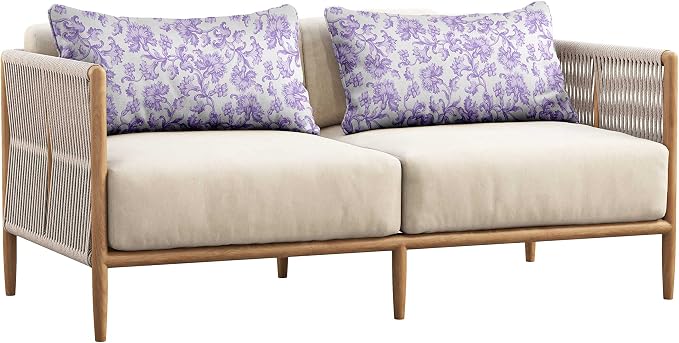Indoor/Outdoor Polyester Fabric Lumbar Pillow Cover, All-Weather Waterproof Rectangular Cushion Case for Patio Furniture, 12 x 18 Set of 2 - Florals-32